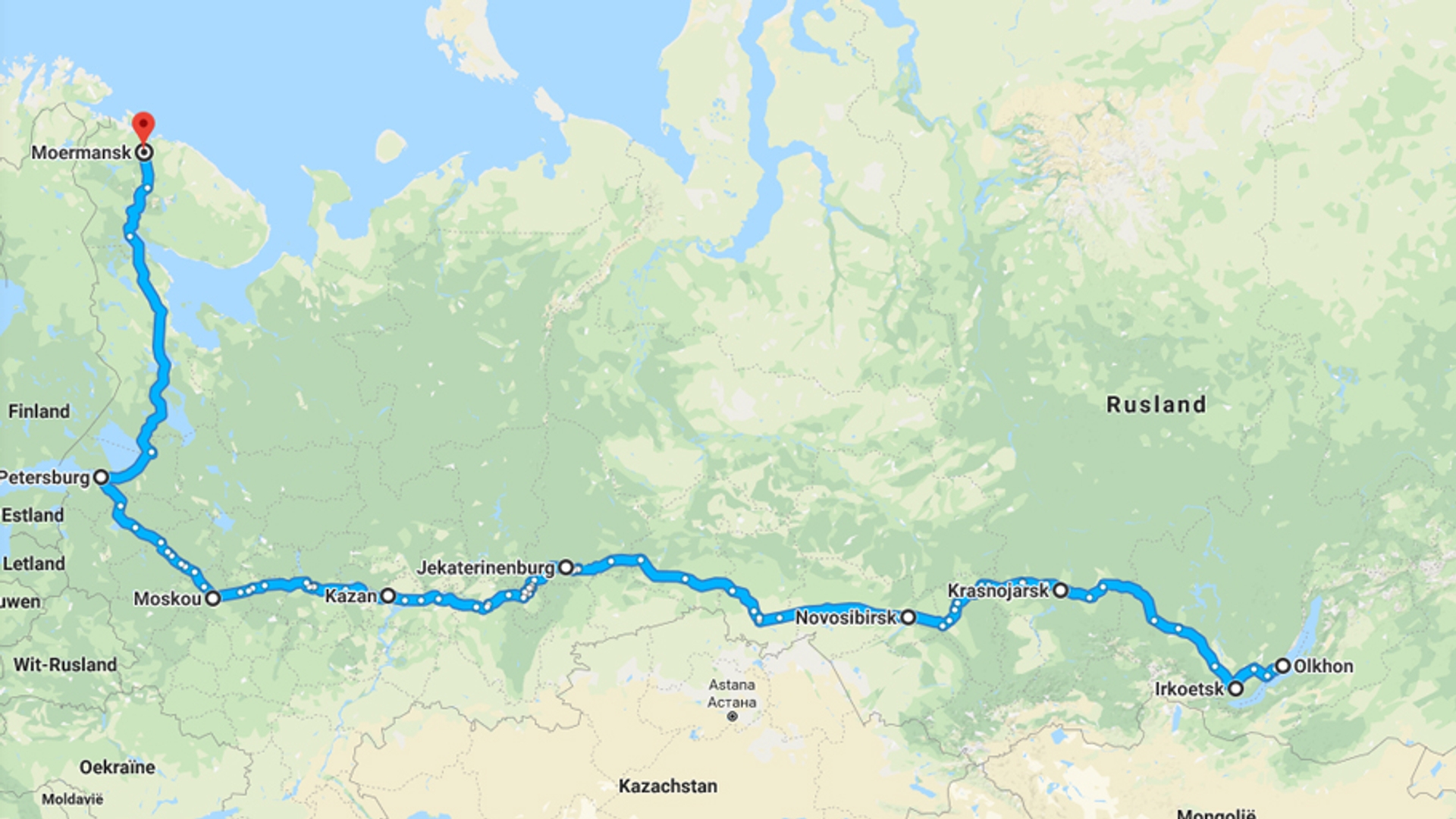 Afbeelding van Deze route legt Maurice door Rusland af